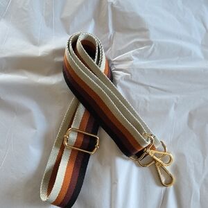 Striped Adjustable Bag Strap with Gold Hardware